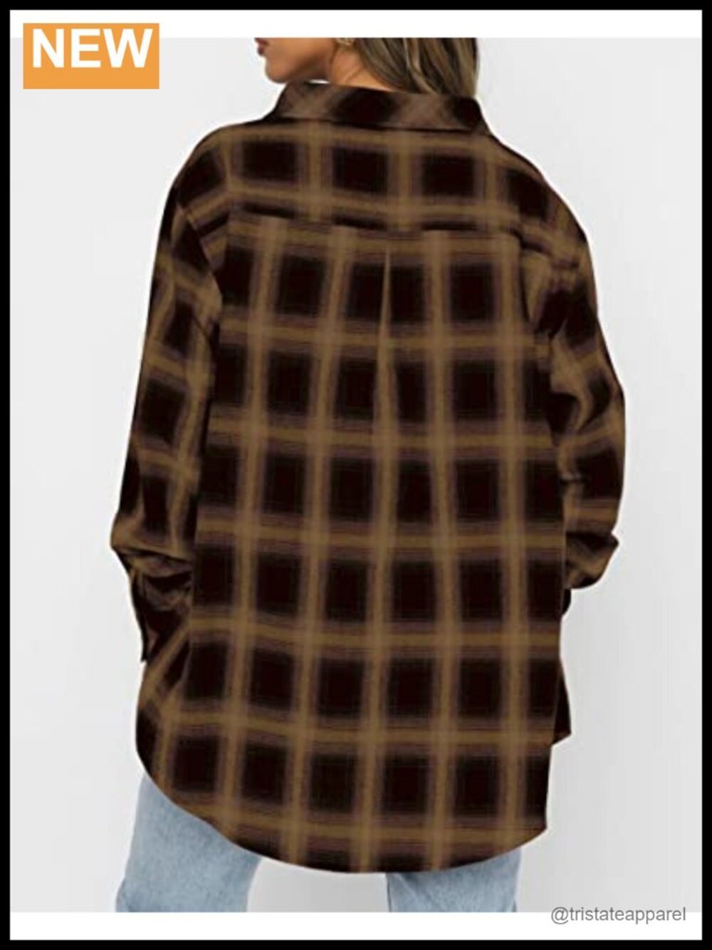 Women's Buffalo Plaid Flannel Button Down Long Sleeve Shirt - Picture 3 of 6